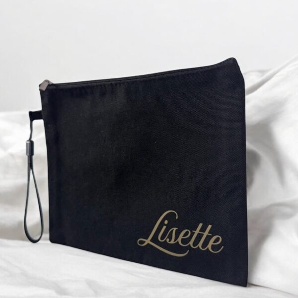 Personalized Black Canvas Clutch Bag - Image 2
