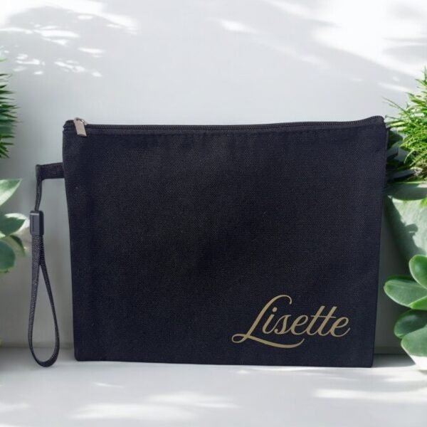 Personalized Black Canvas Clutch Bag - Image 3