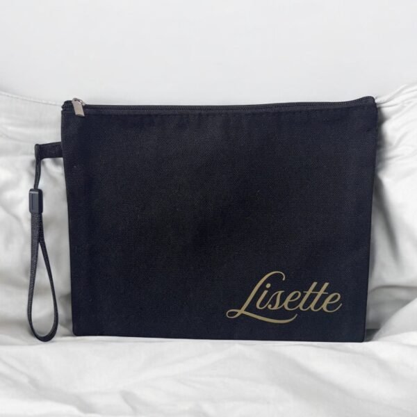 Personalized Black Canvas Clutch Bag
