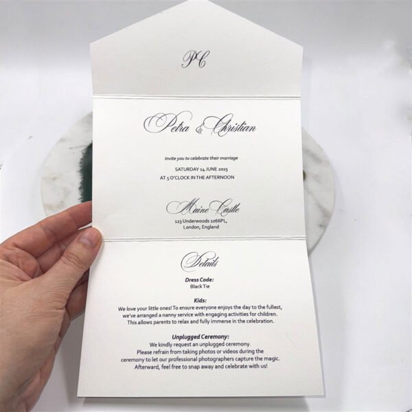 Lora Green Ribbon Concertina Invitation - Image 2