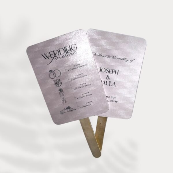 Pink Shimmer Wedding Program Fan - Image 4