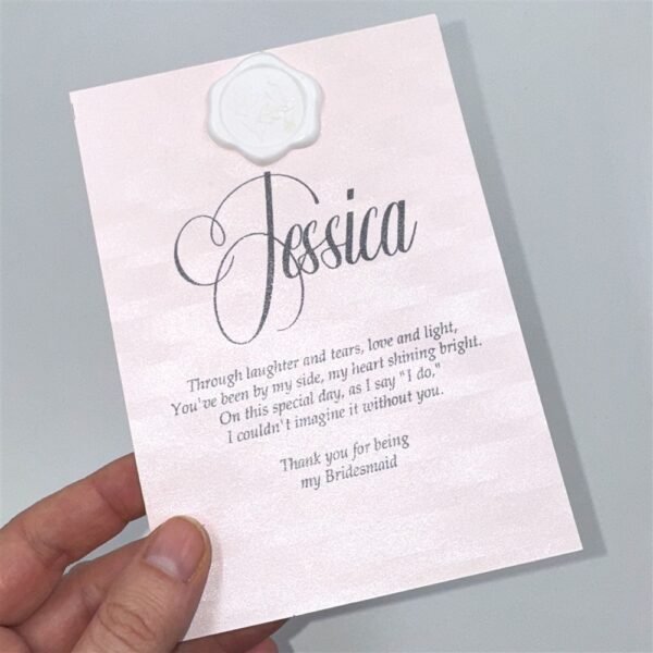 Pink Shimmer Bridesmaid Proposal Card with Wax Seal - Image 4