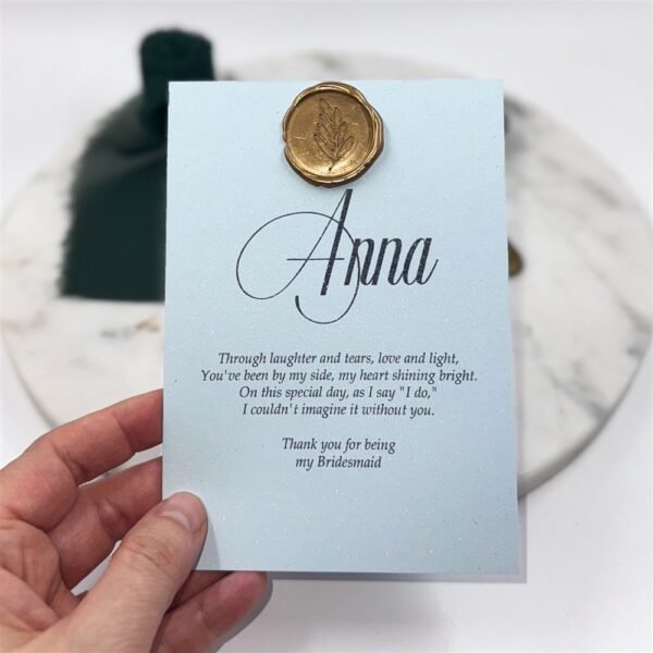 Blue Shimmer Bridesmaid Proposal Card with Wax Seal