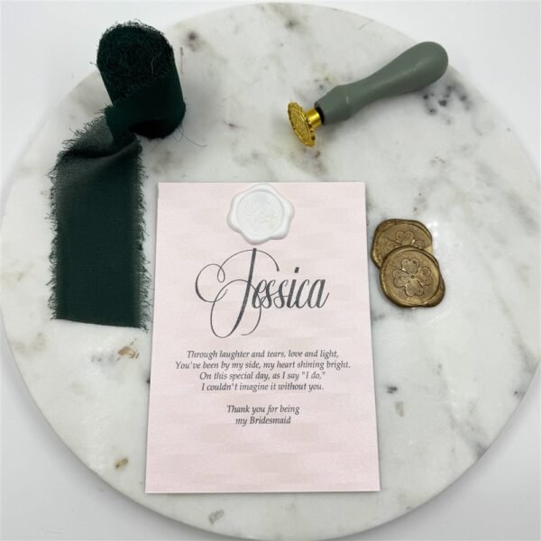 Pink Shimmer Bridesmaid Proposal Card with Wax Seal - Image 2