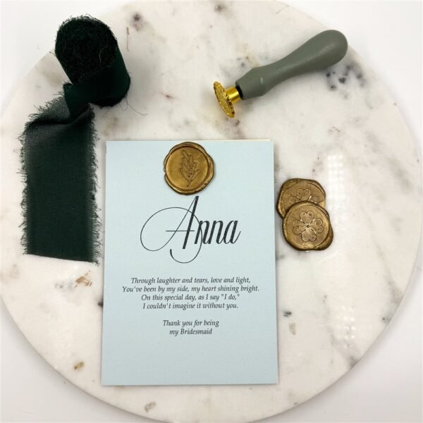 Blue Shimmer Bridesmaid Proposal Card with Wax Seal - Image 2