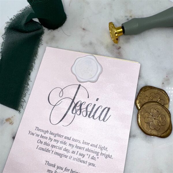 Pink Shimmer Bridesmaid Proposal Card with Wax Seal - Image 3